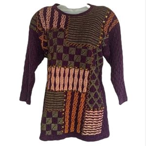 NEW |Vintage Sekwang Color-Block Quilt Knit Design Size L-XL.